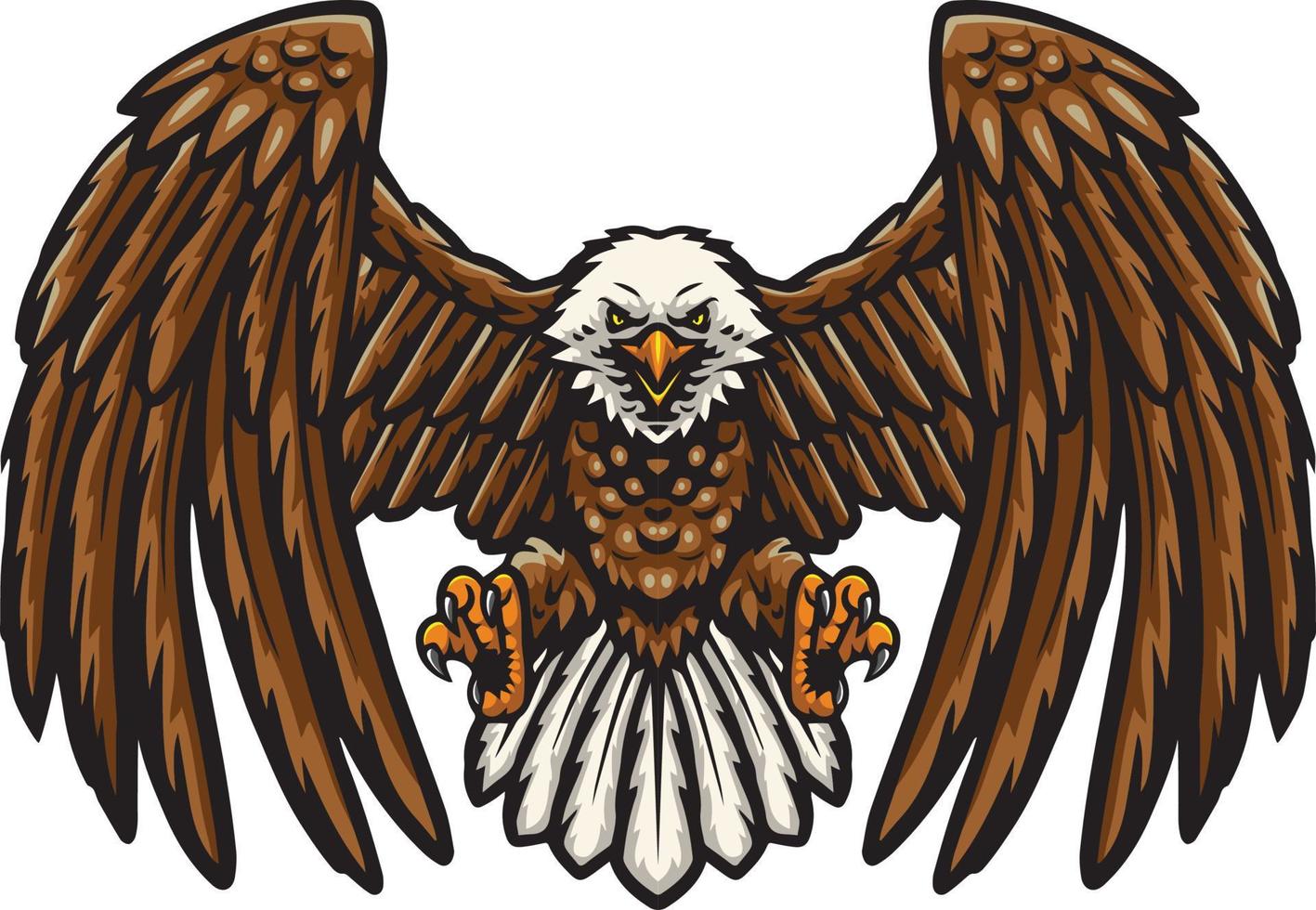 Cartoon funny eagle mascot flying vector