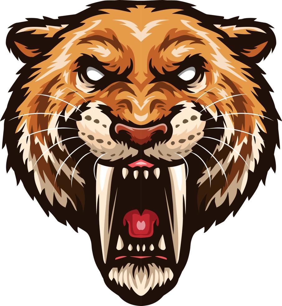 Cartoon angry tiger head mascot vector