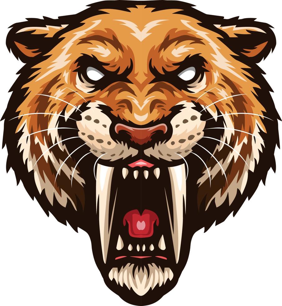 Cartoon angry tiger head mascot vector