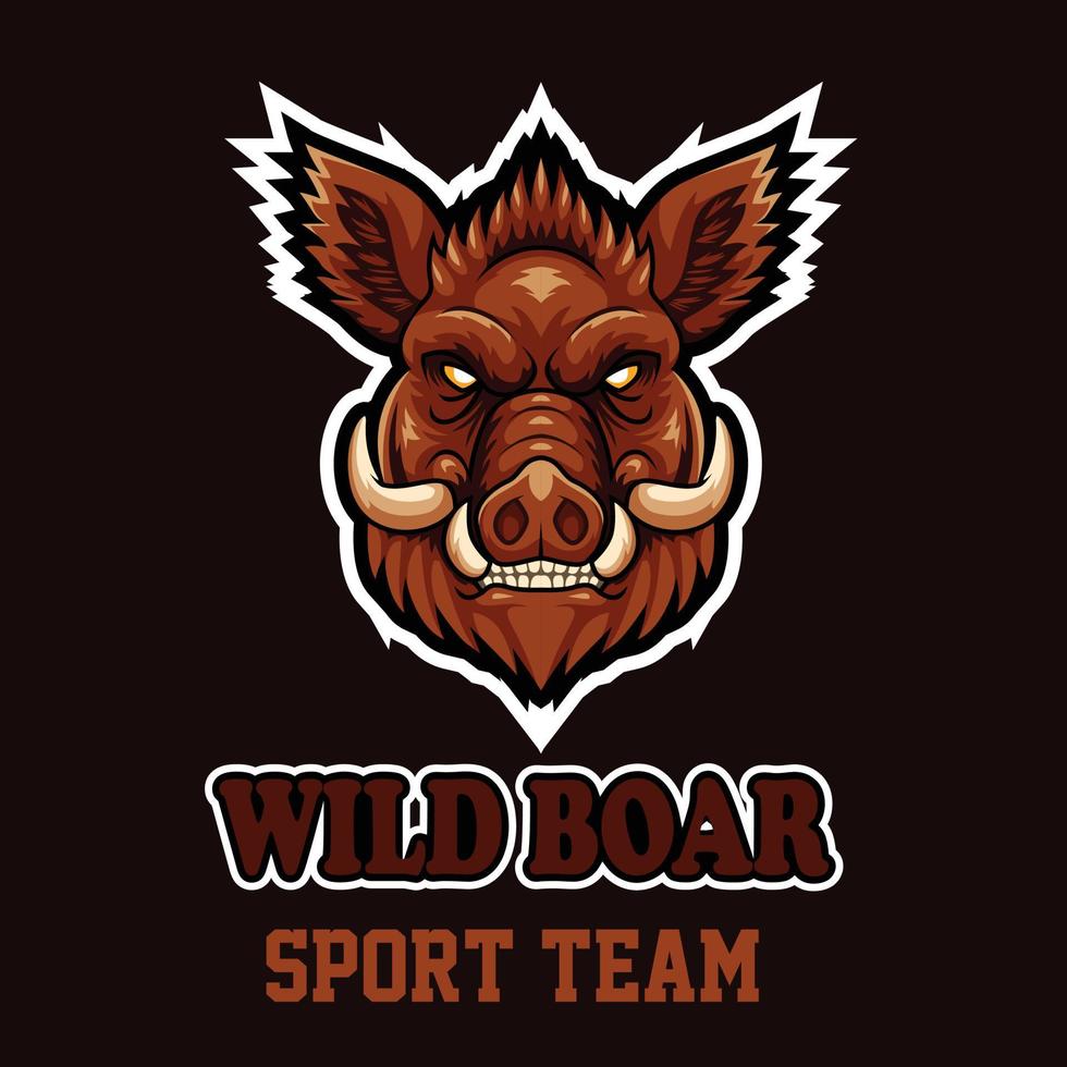 Cartoon wild boar head mascot design vector