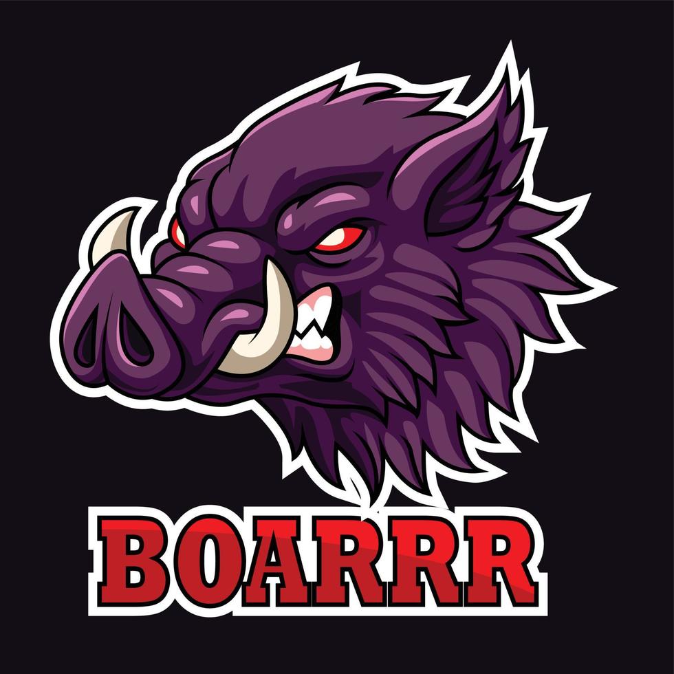 Cartoon wild boar head mascot design vector