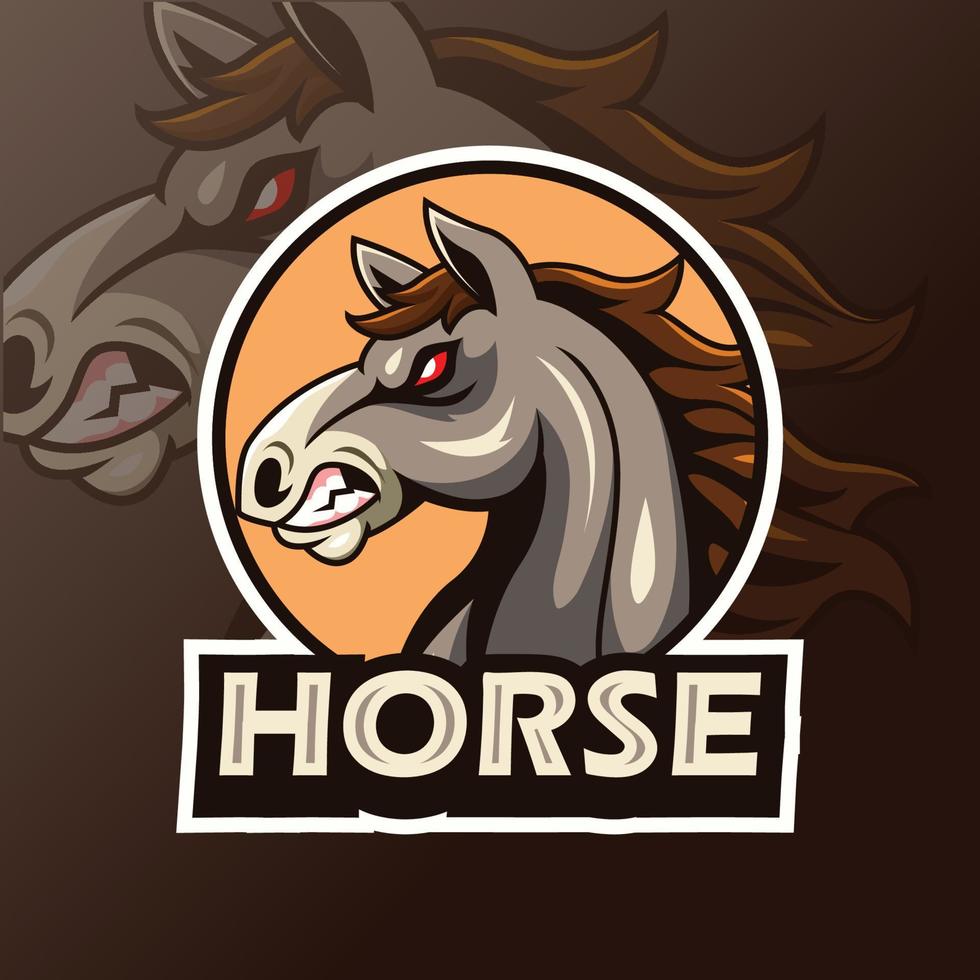 Cartoon horse head logo design template vector