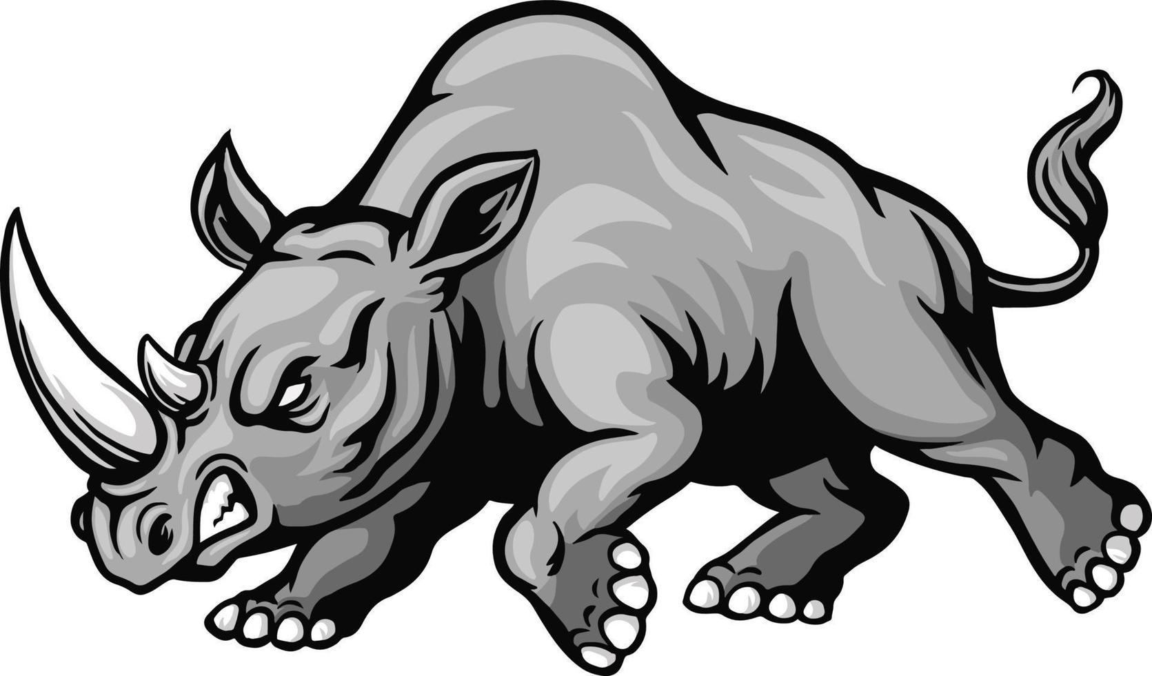 Cartoon angry rhino mascot design vector