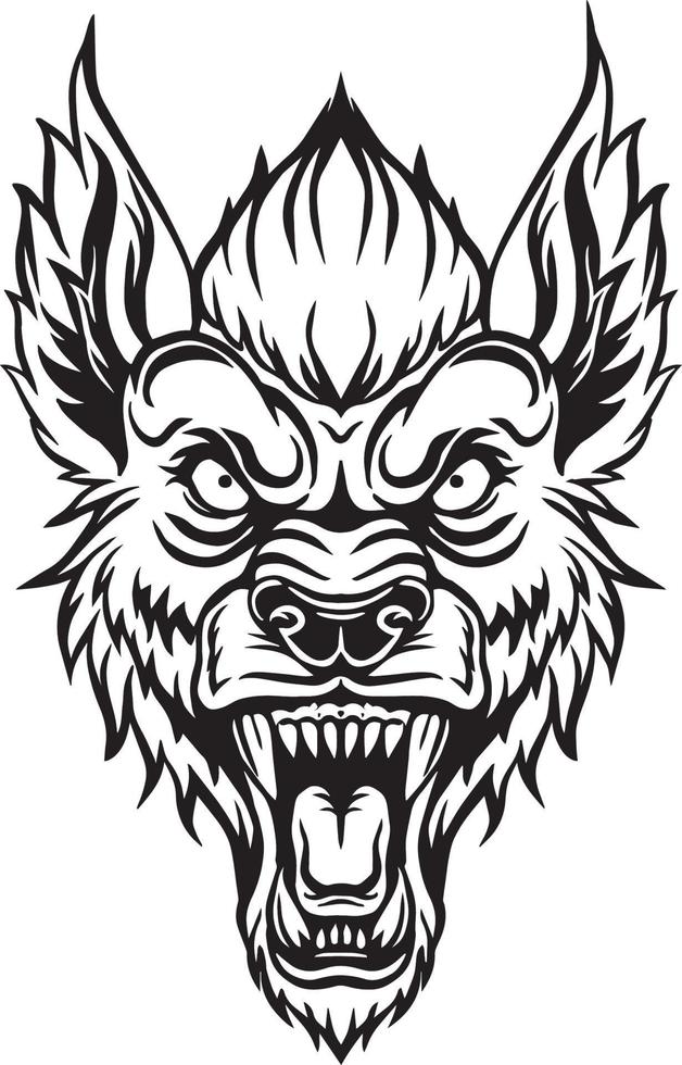 dibujos animados hombre-lobo cabeza mascota diseño vector