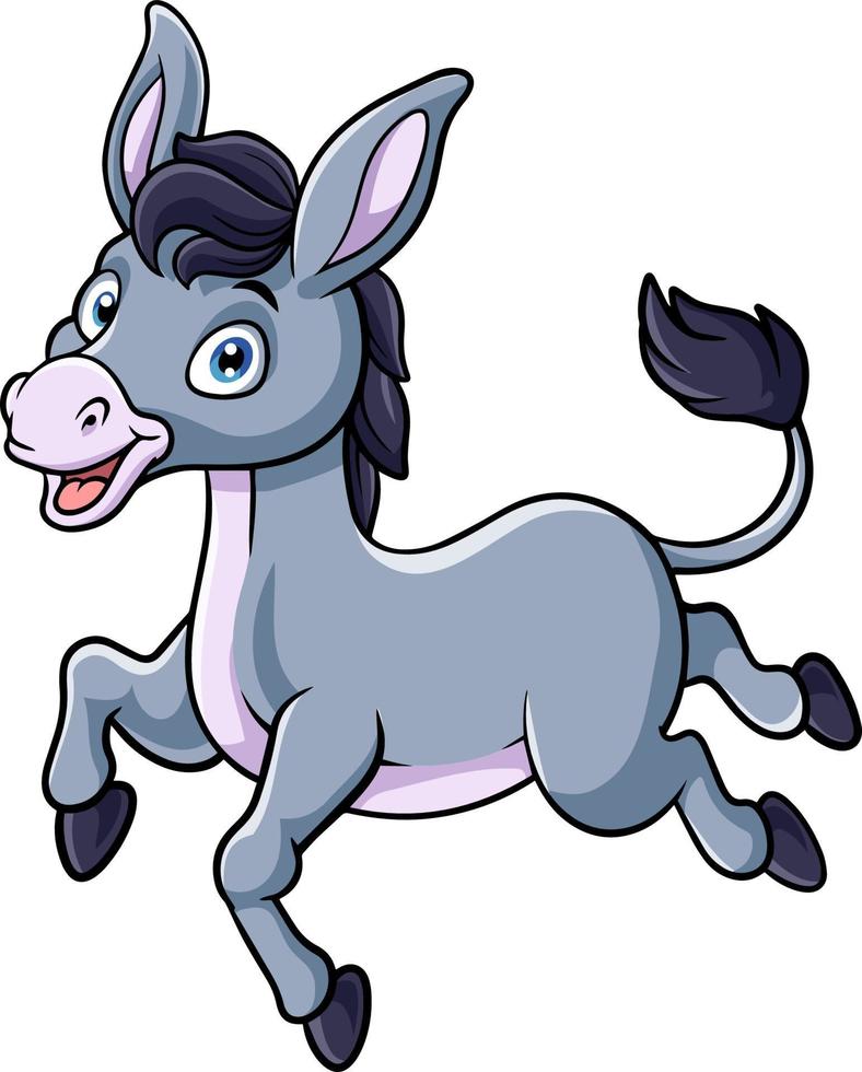 dibujos animados contento Burro corriendo en blanco antecedentes vector