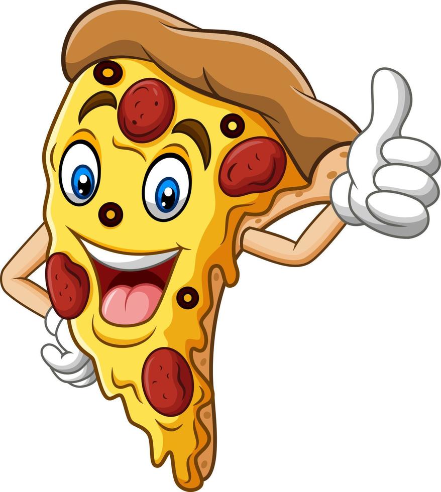 dibujos animados Pizza dando pulgar arriba vector