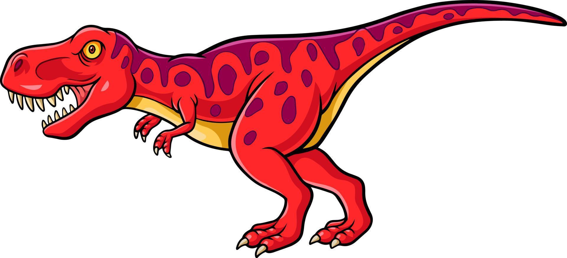 Cartoon angry red dinosaur roaring vector