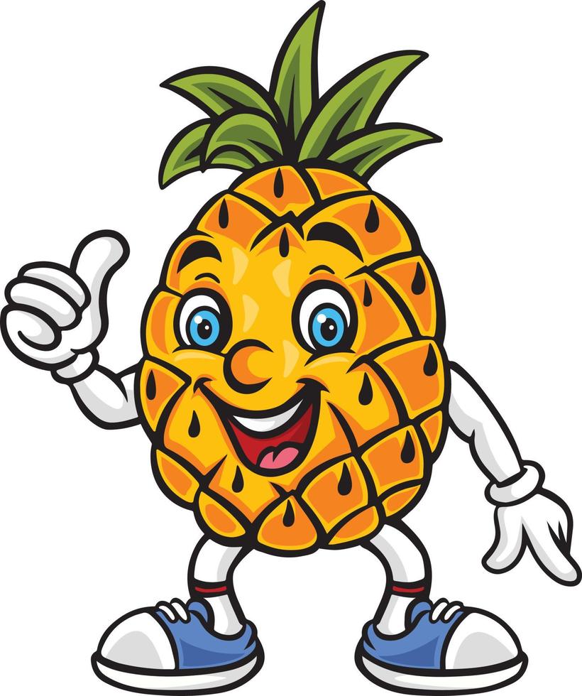 Pineapple fruit mascot cartoon giving a thumbs up vector