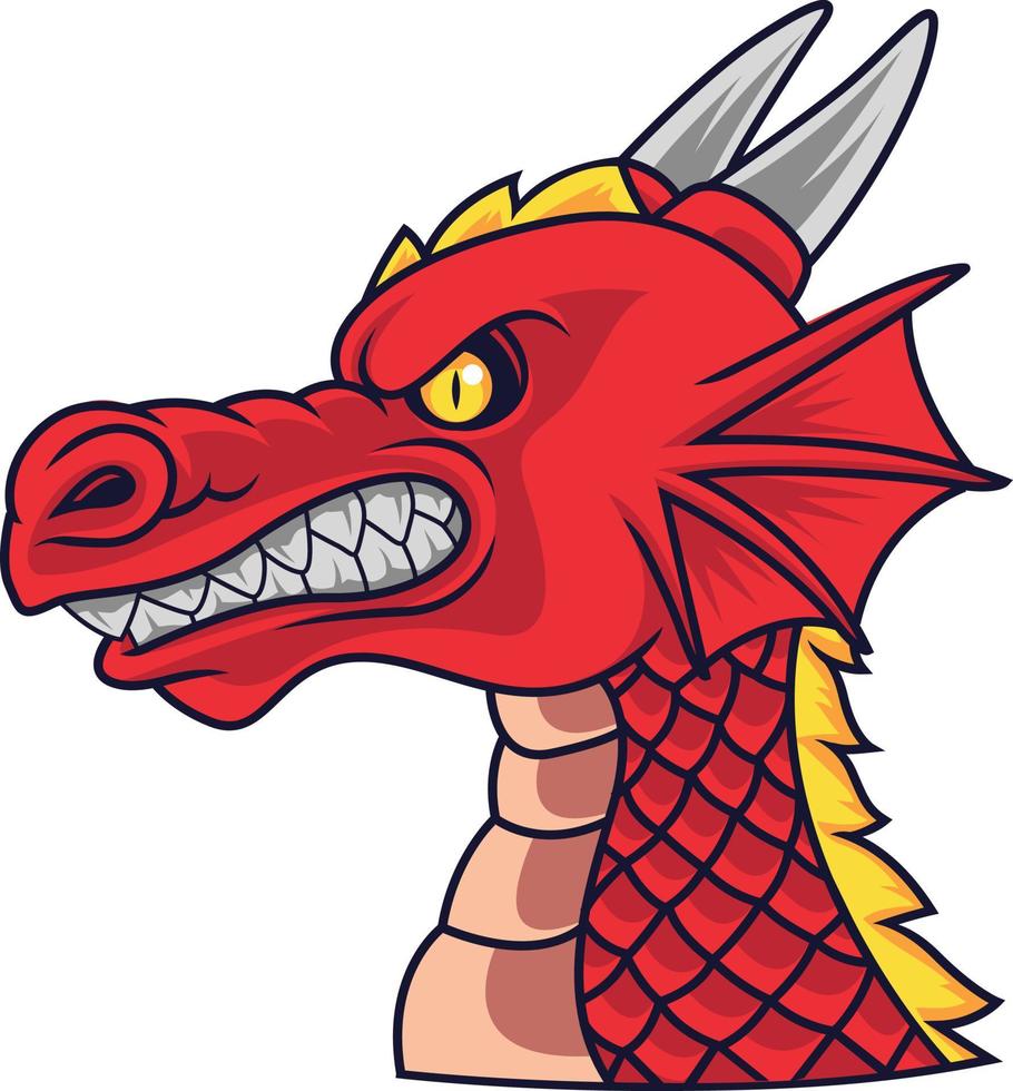 Angry dragon head mascot vector