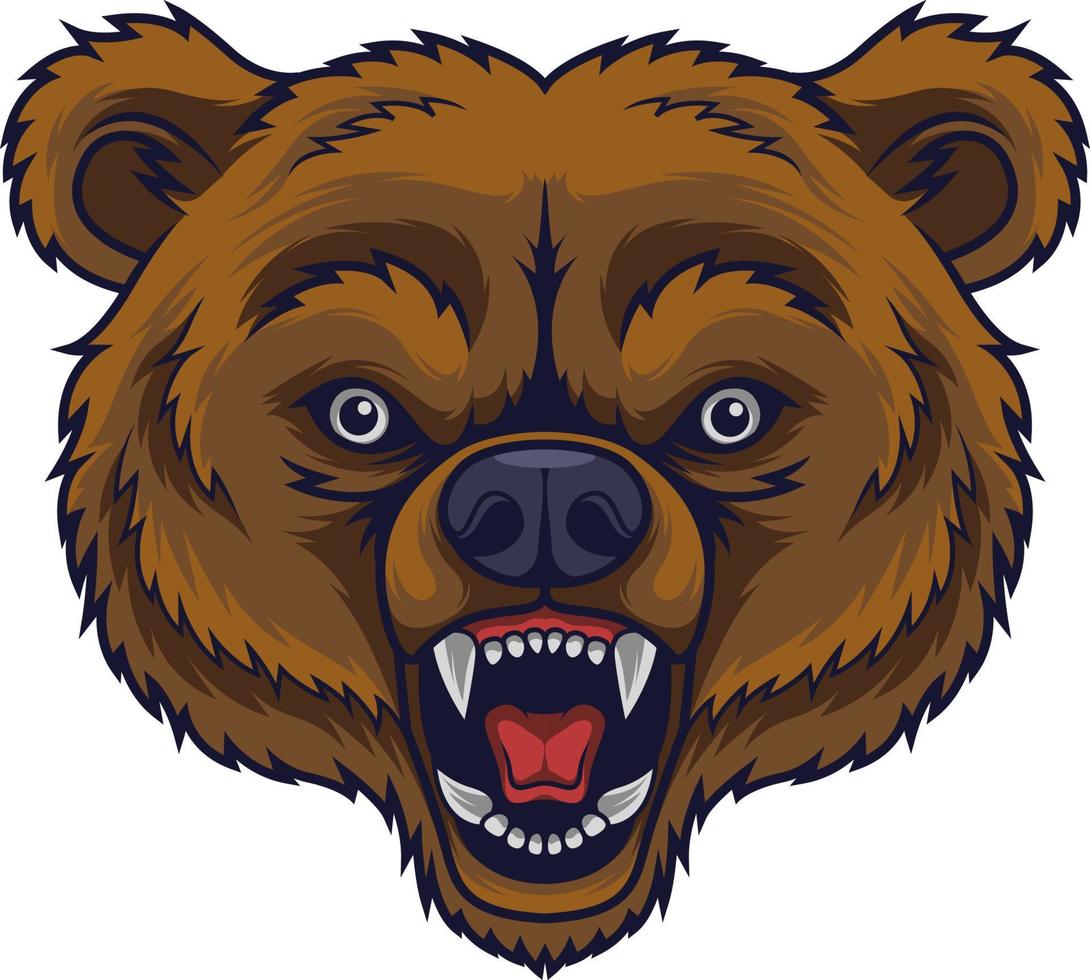 Angry bear head mascot vector
