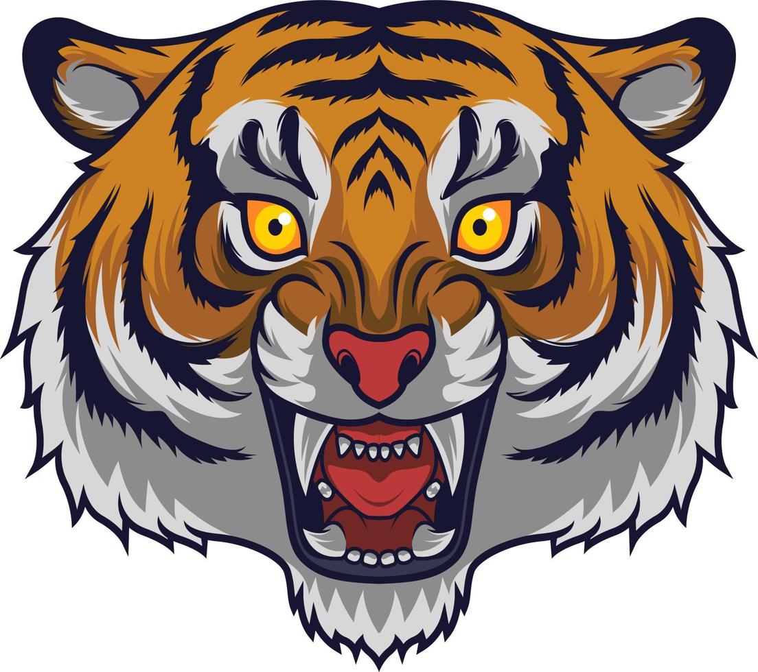 Angry tiger head mascot vector