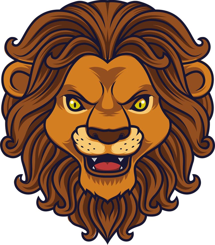 Angry lion head mascot vector