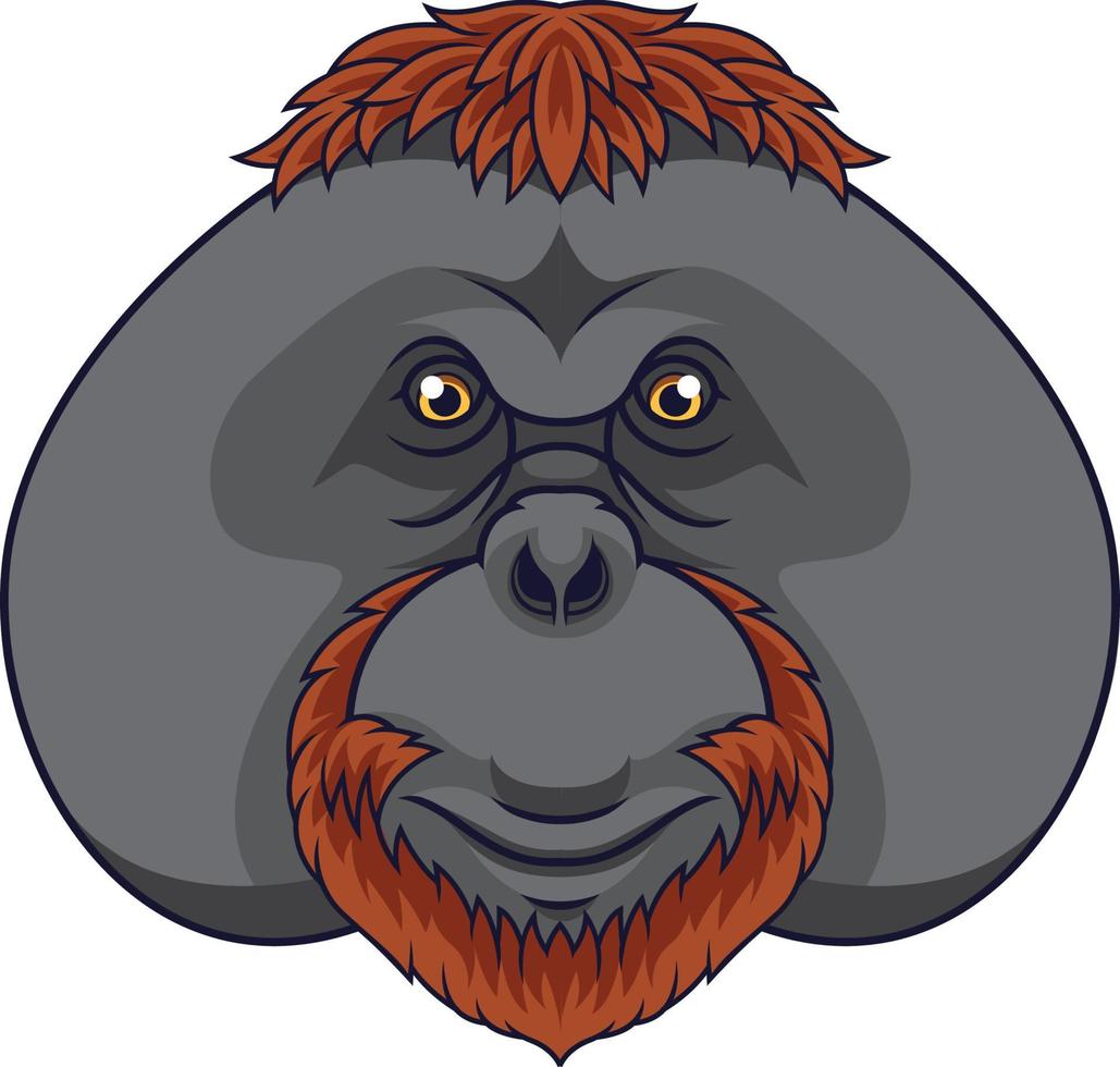Cartoon orangutan head mascot vector