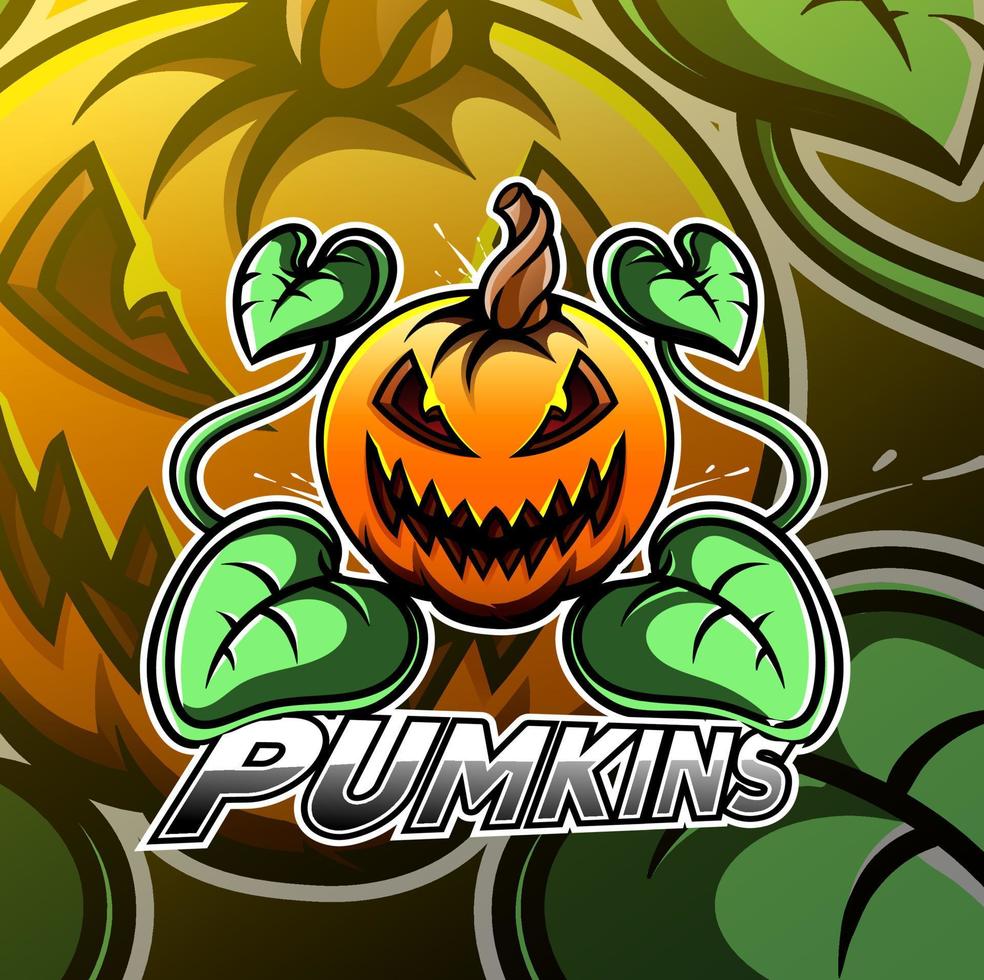 Halloween pumpkin esport mascot logo vector