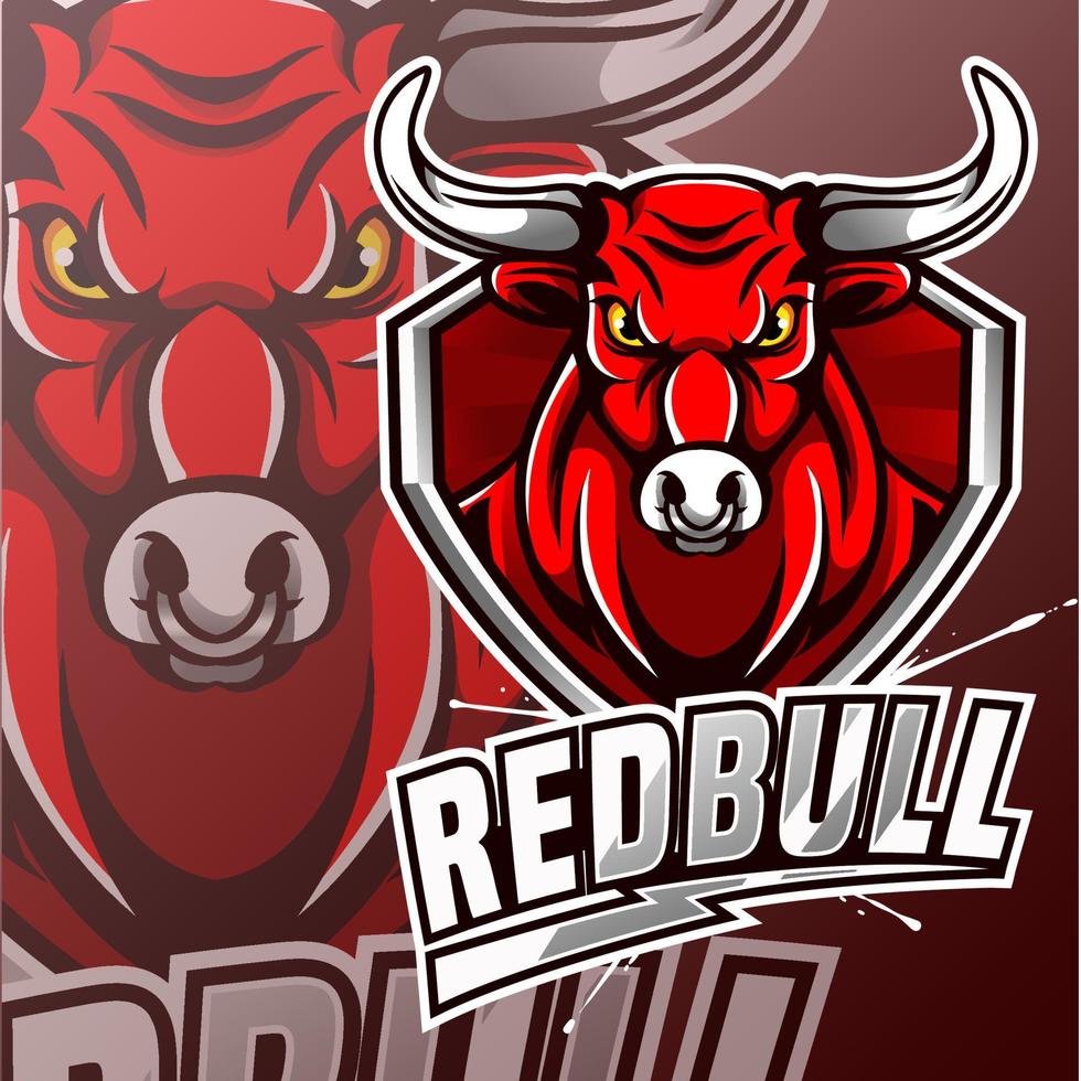 diseño de logotipo de mascota de red bull sport vector
