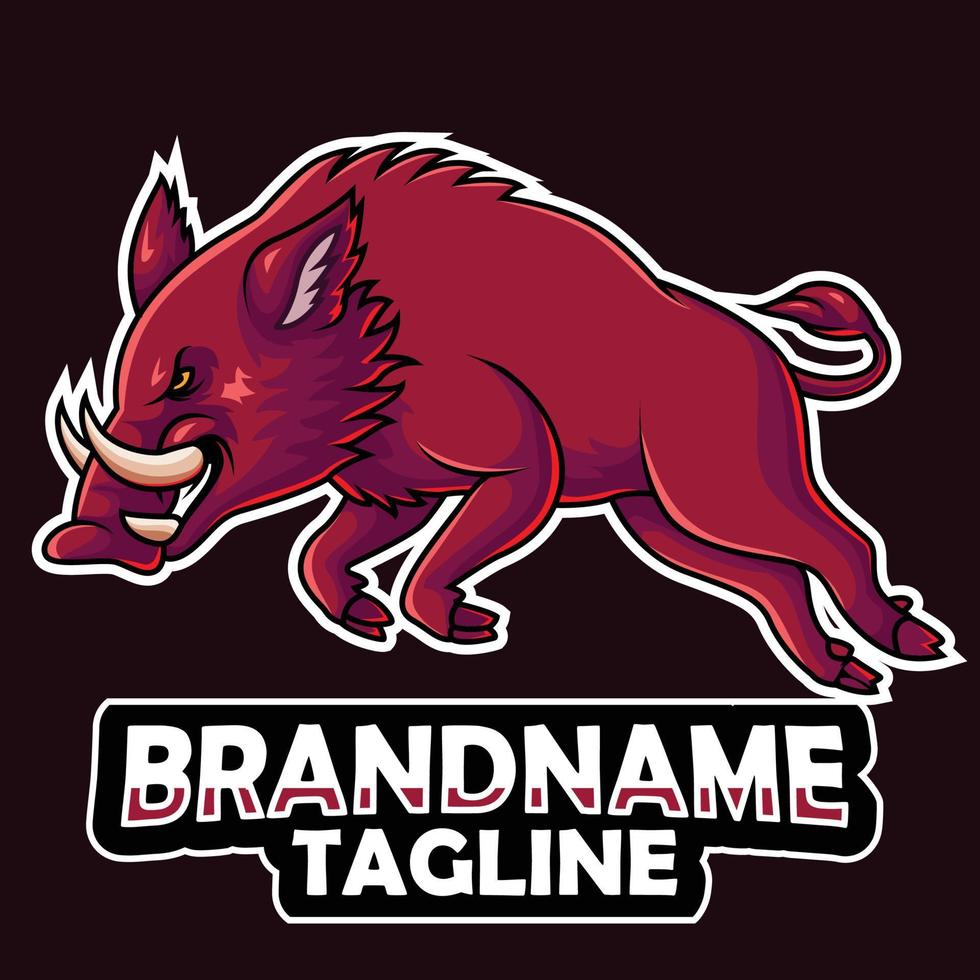 Cartoon wild boar mascot design vector