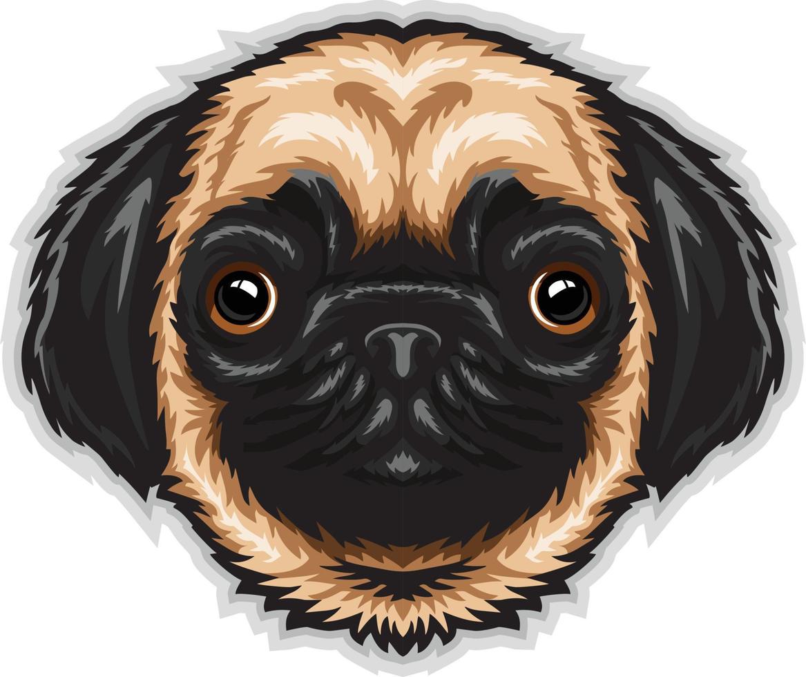 Cartoon funny pug dog head mascot vector