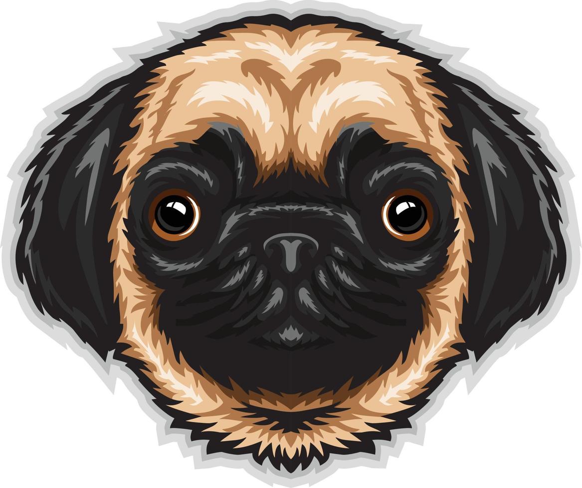 dibujos animados gracioso doguillo perro cabeza mascota vector