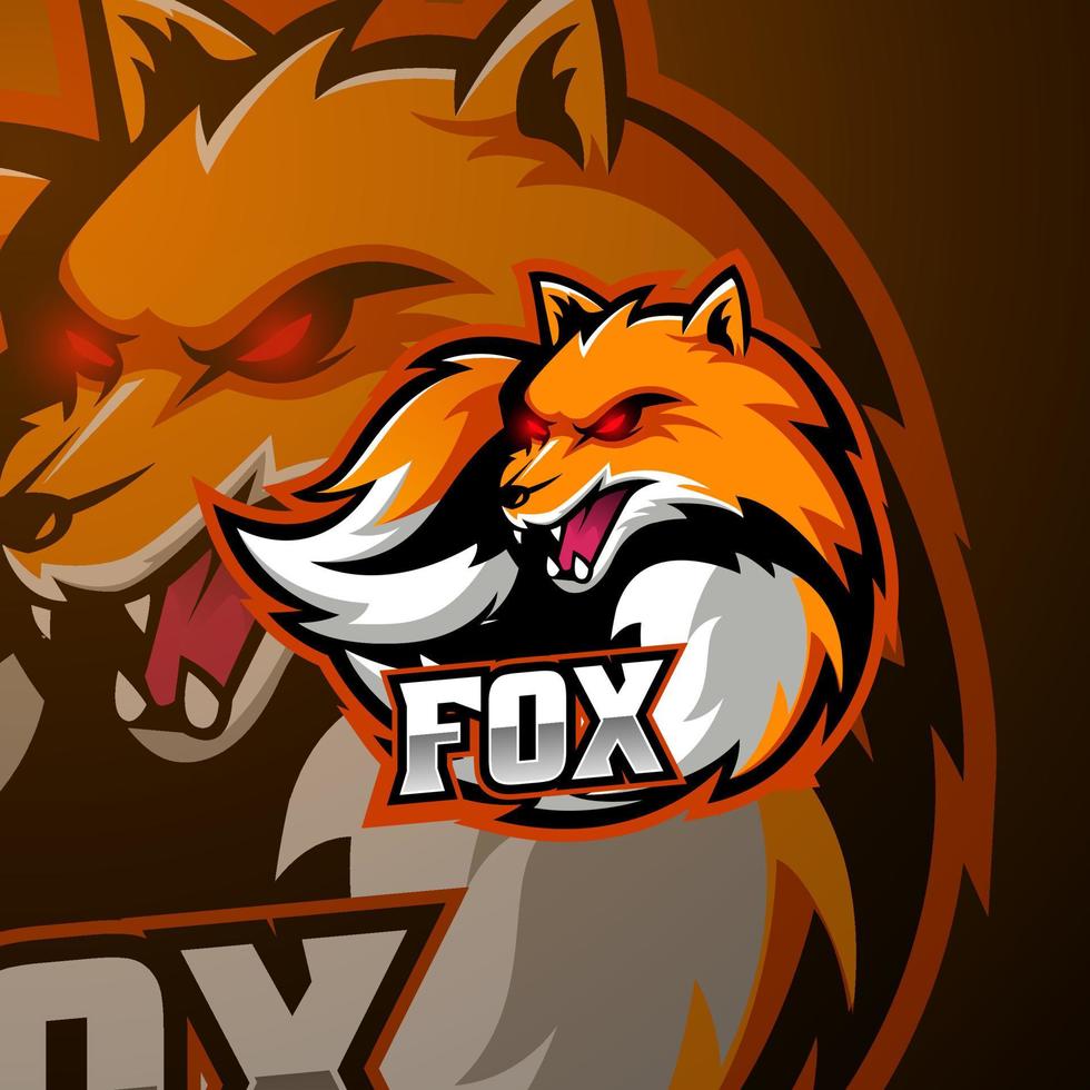 Angry fox mascot logo design vector