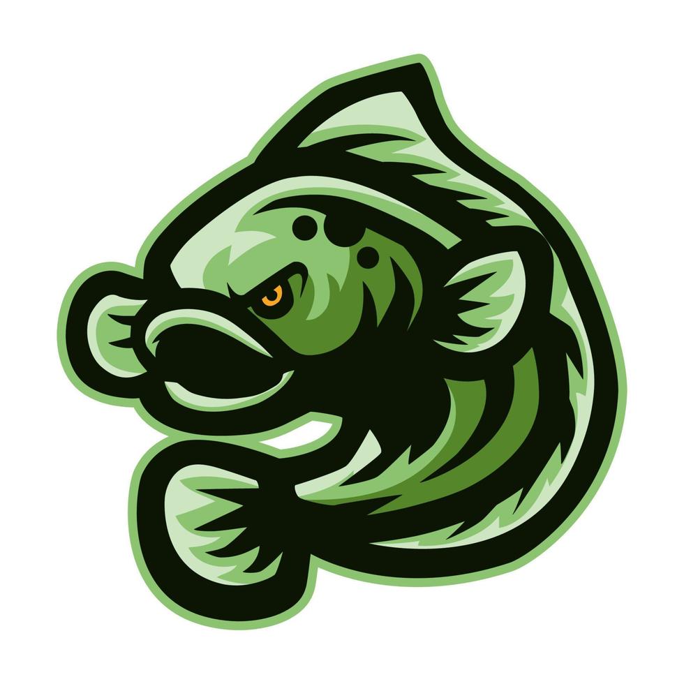 Cartoon angry channa fish mascot vector