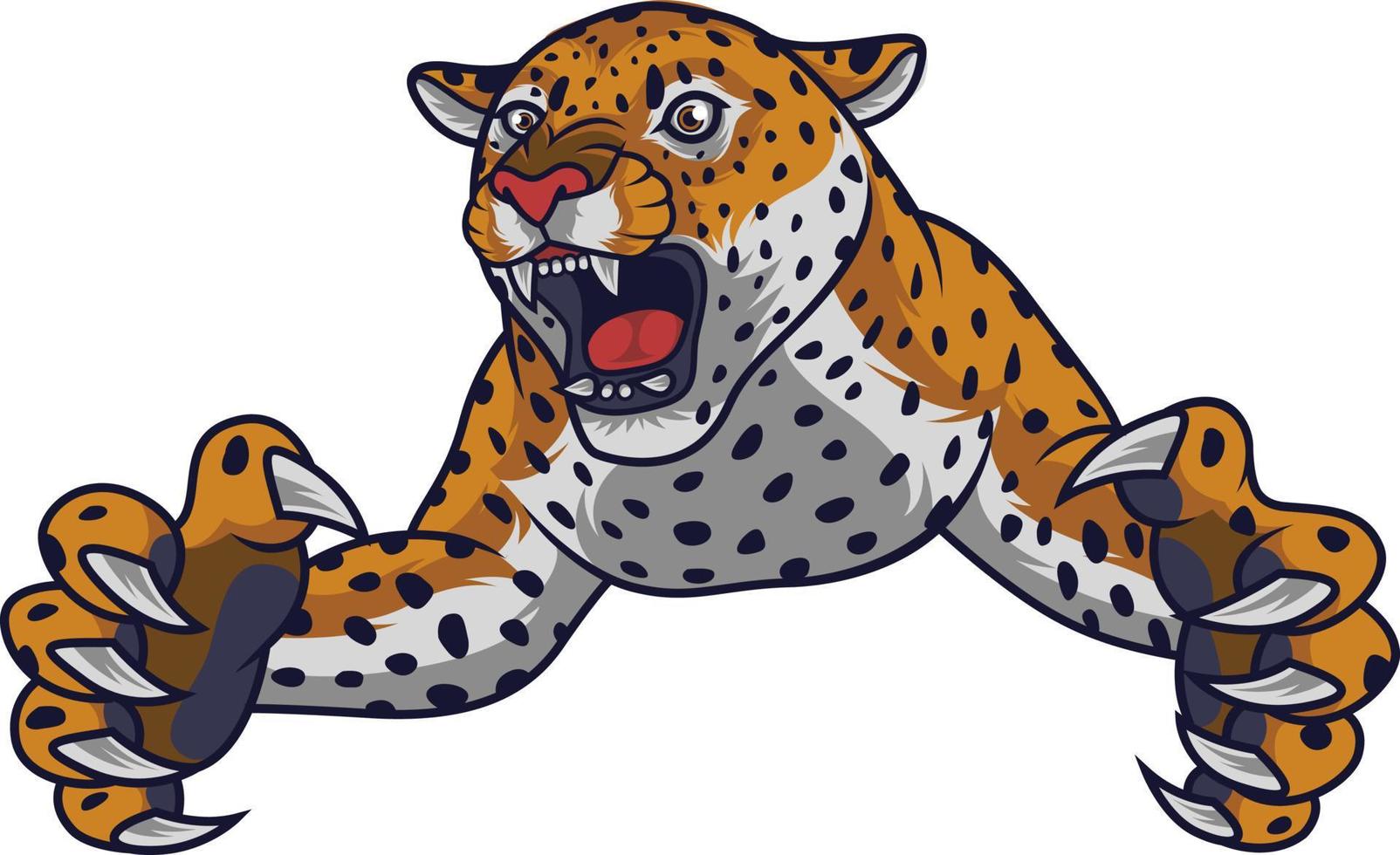 Angry leaping leopard vector