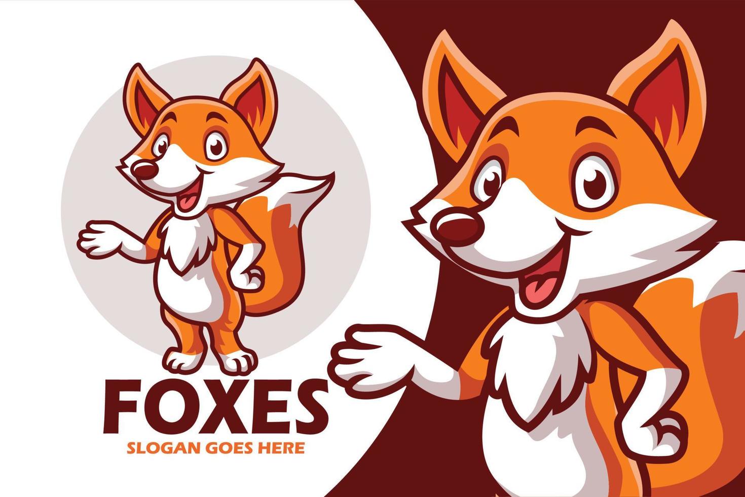 Cartoon fox mascot design template vector
