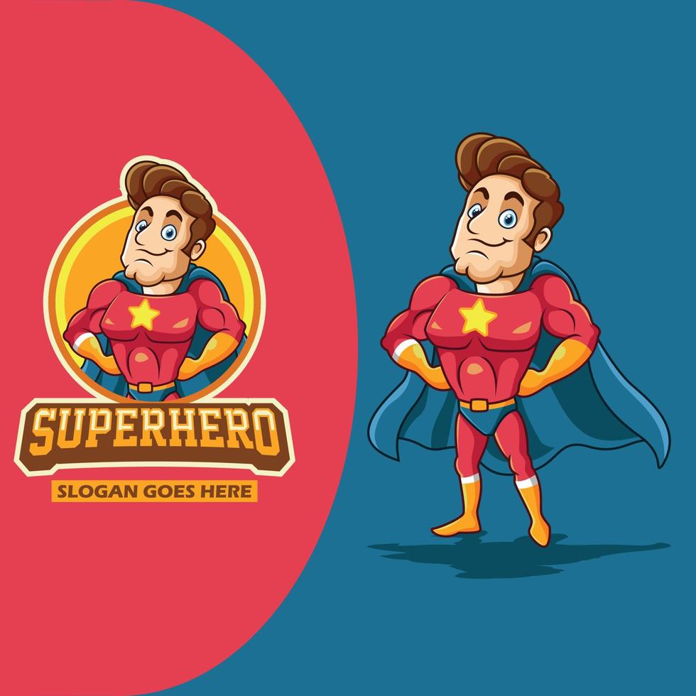 Cute superhero cartoon design template vector
