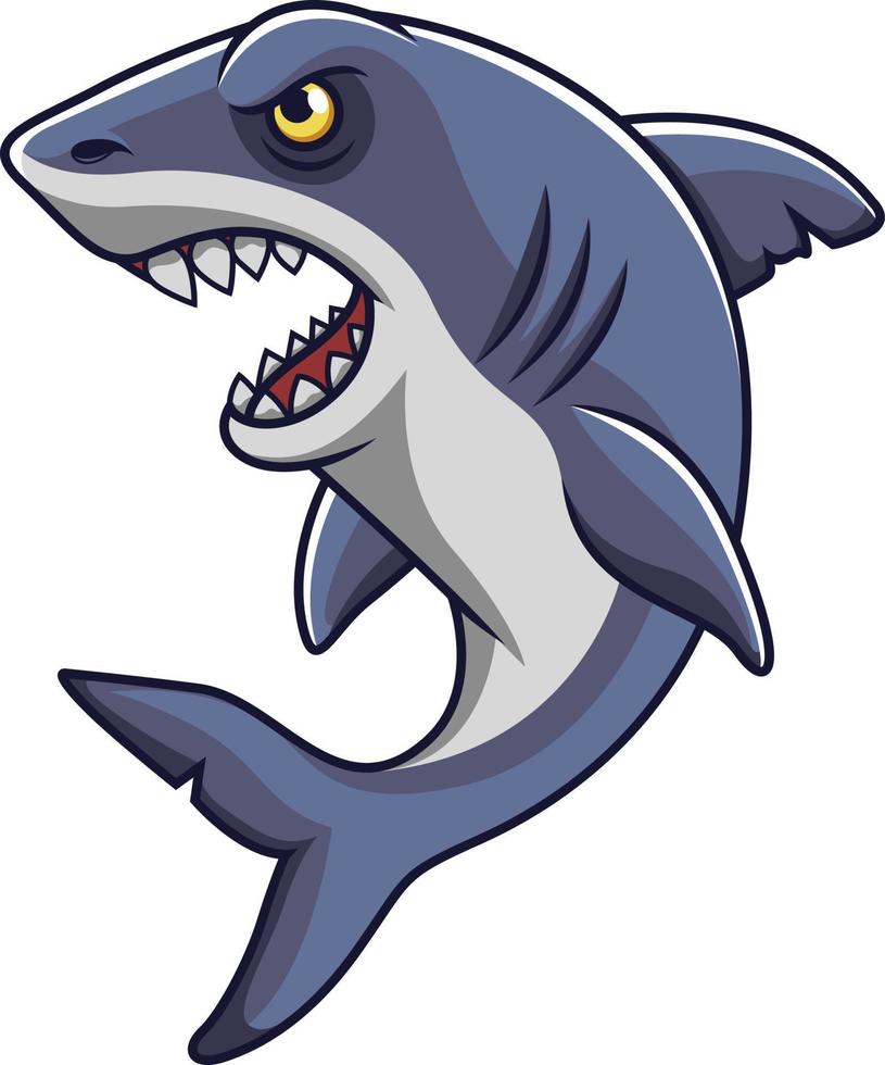 Cartoon angry shark mascot vector