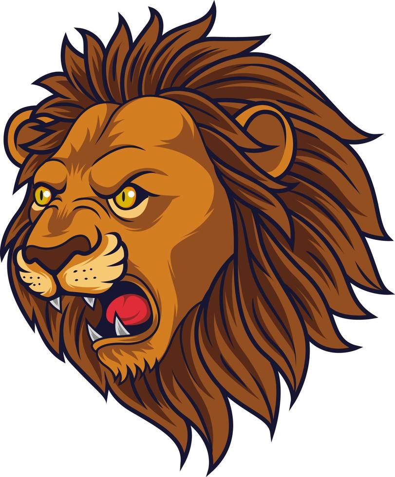 Angry lion head mascot vector