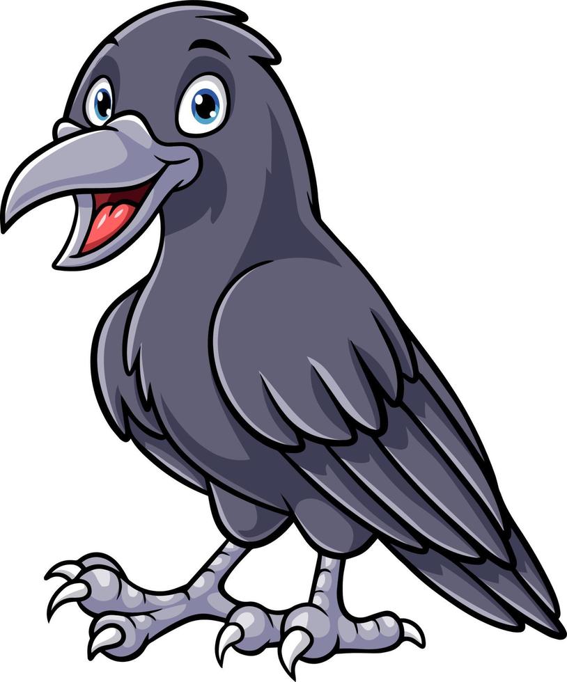 Cartoon happy crow on white background vector