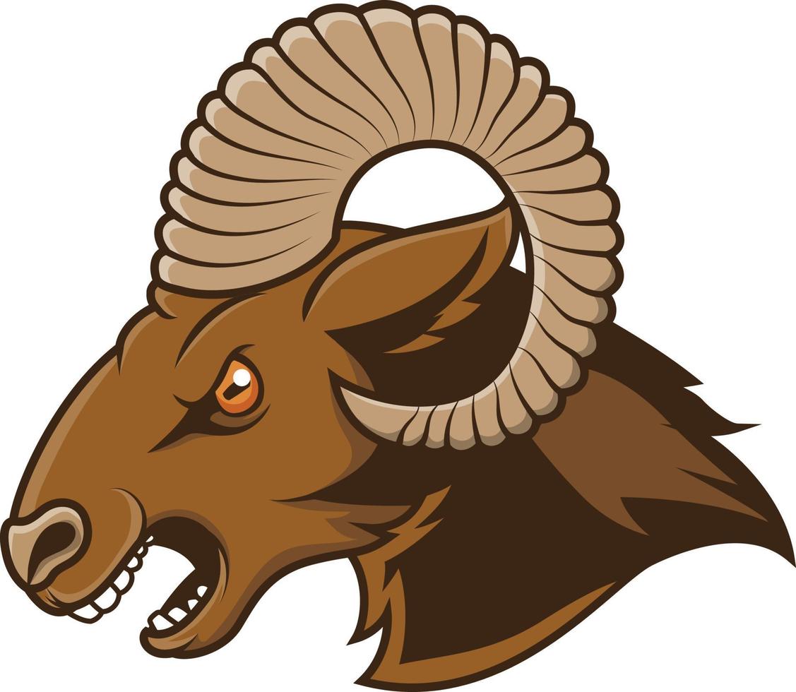 Cartoon angry goat head mascot vector