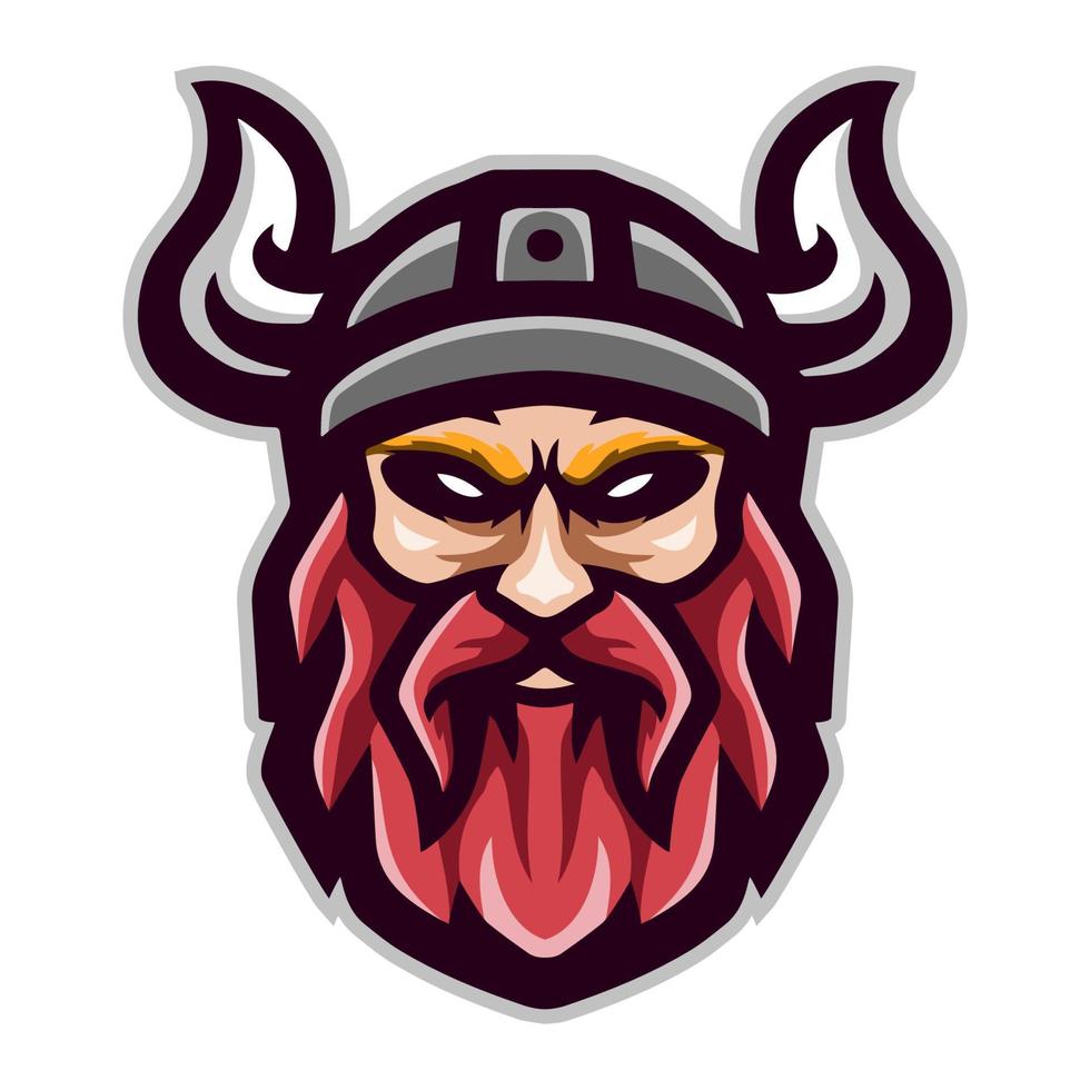 Cartoon viking head mascot design vector