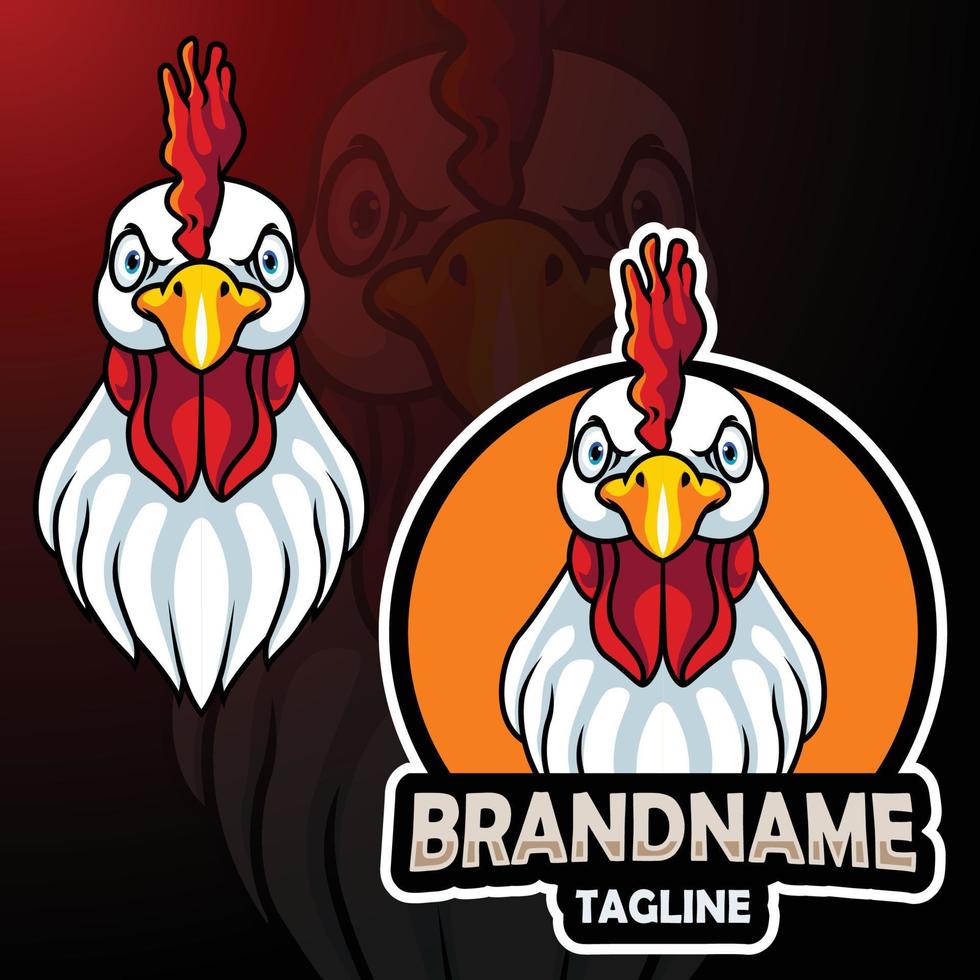 dibujos animados gallo cabeza mascota diseño vector
