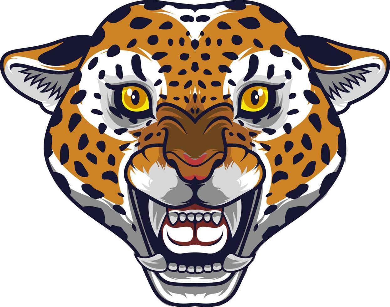 enojado leopardo cabeza mascota vector