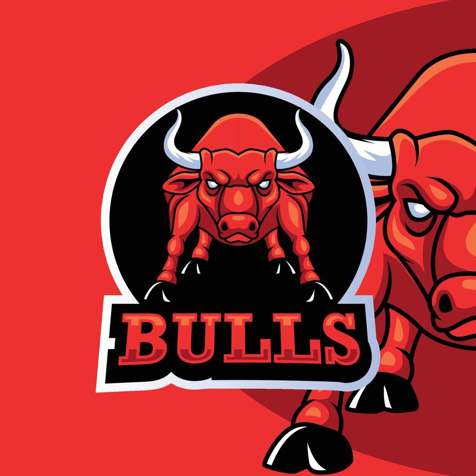 Cartoon bull mascot design template vector