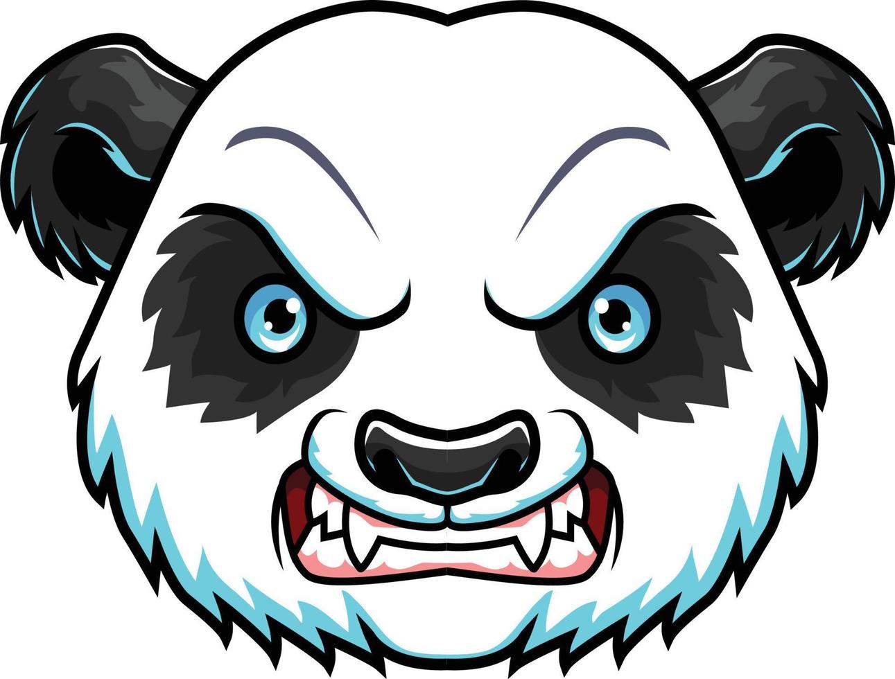 dibujos animados enojado panda cabeza mascota vector