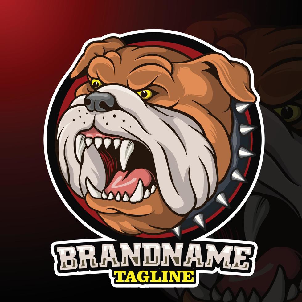 Cartoon angry bulldog head mascot design vector