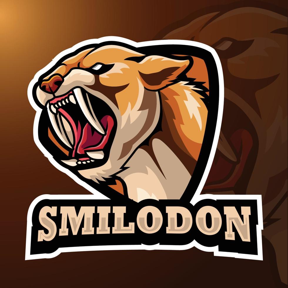 vector ilustración de dibujos animados smilodon cabeza mascota diseño modelo