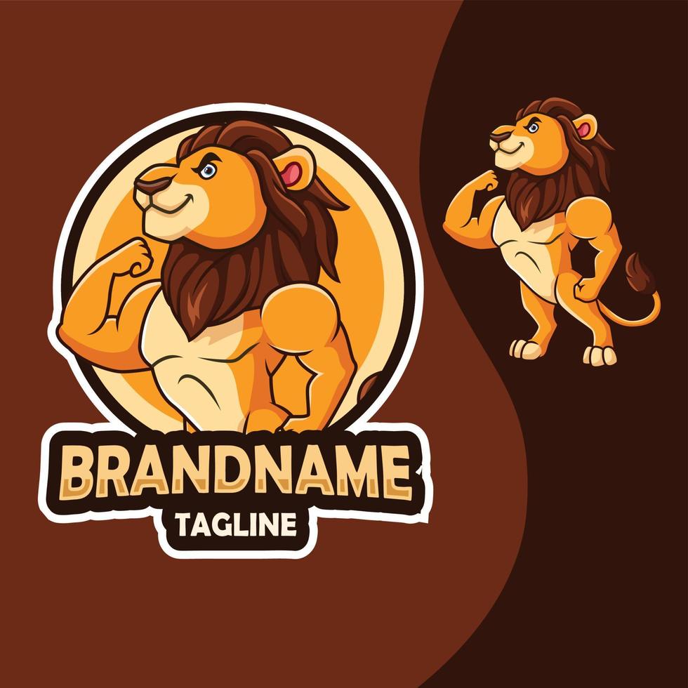 Cartoon strong lion design template vector