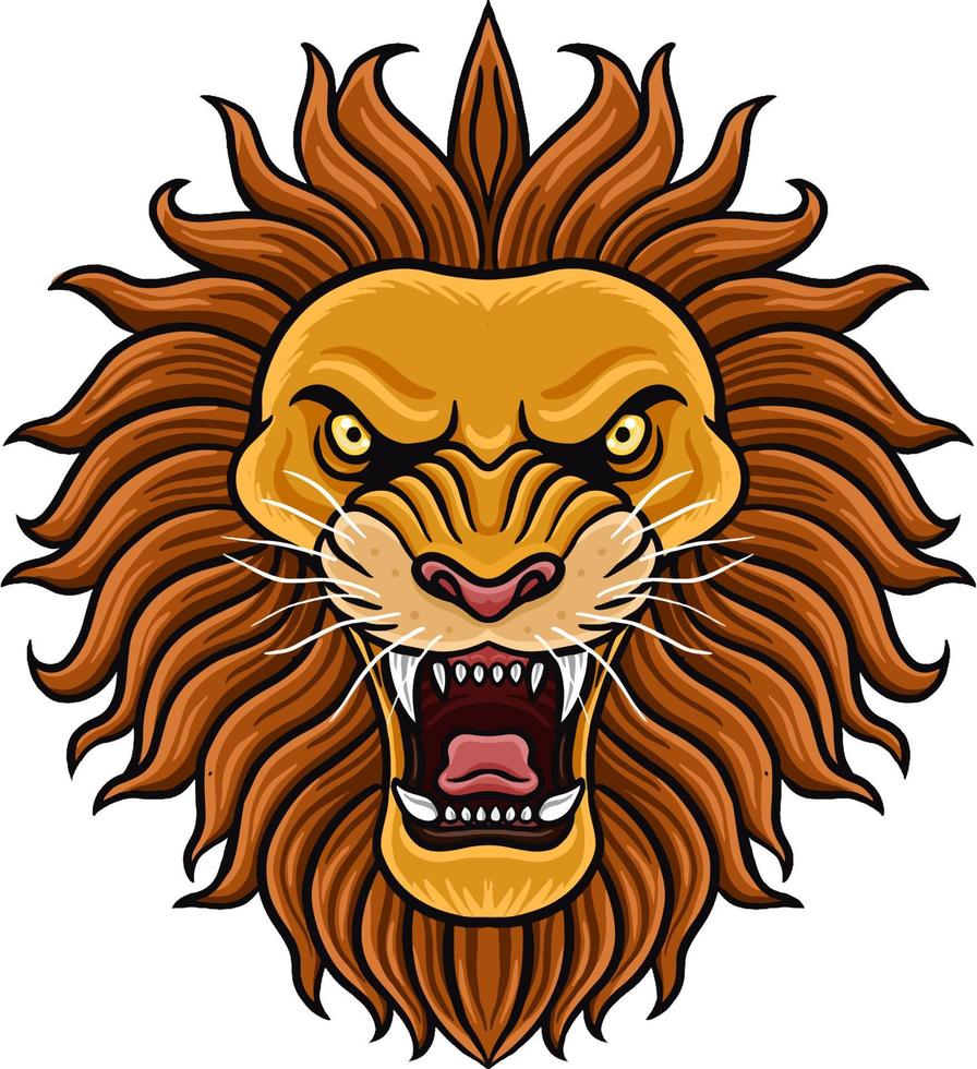 Angry cartoon lion head mascot vector