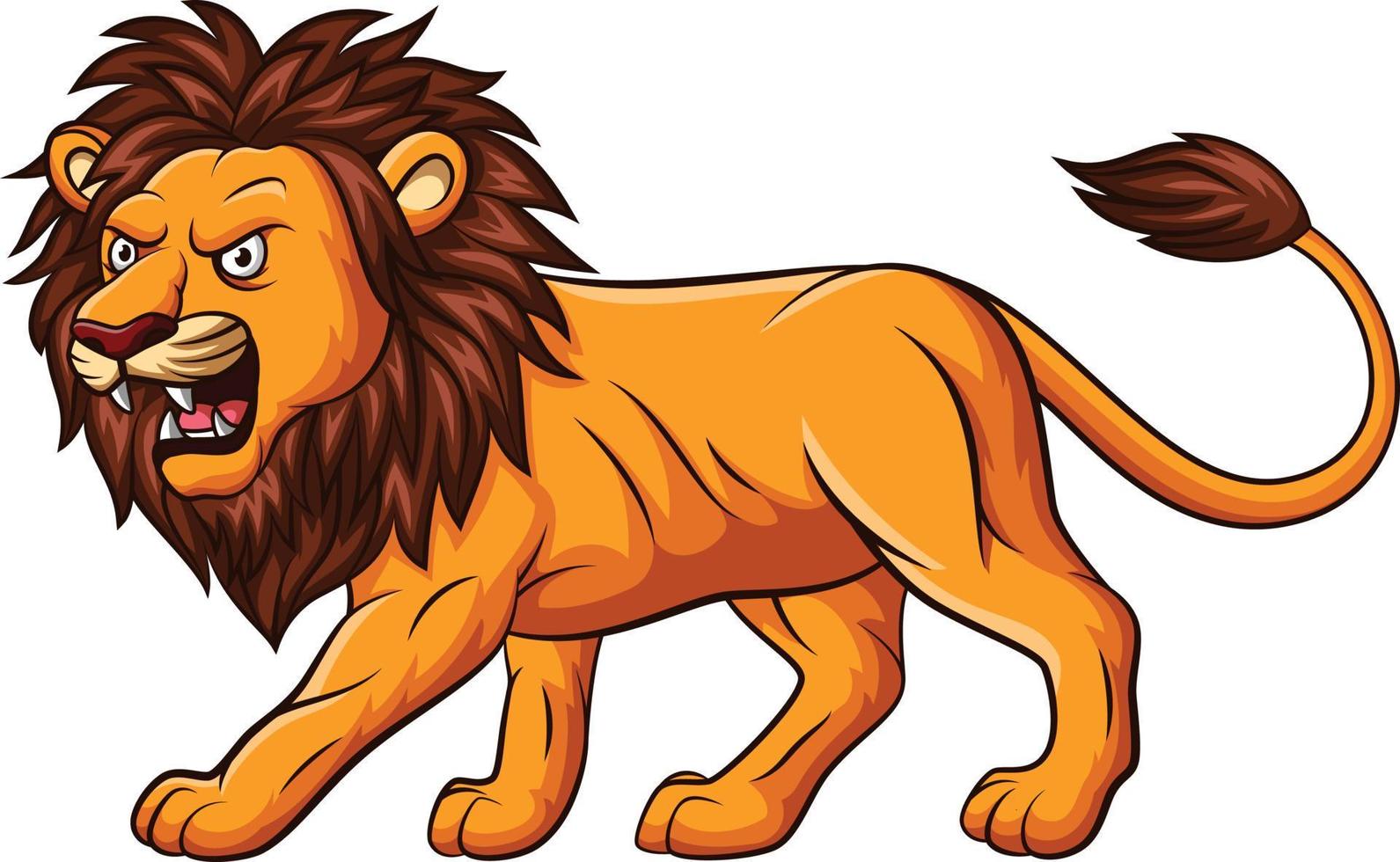 Cartoon angry lion on white background vector