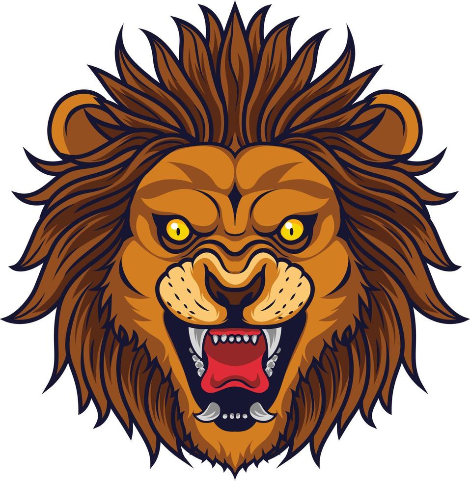 mascota de cabeza de león enojado vector