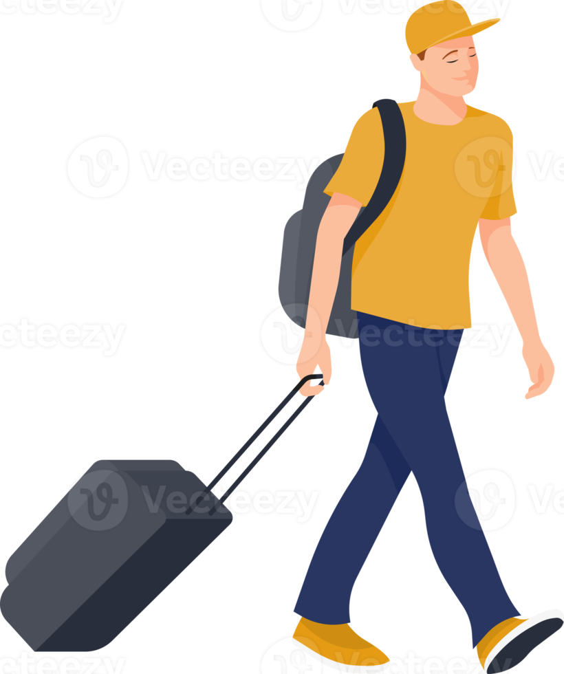 traveling man with case backpack png