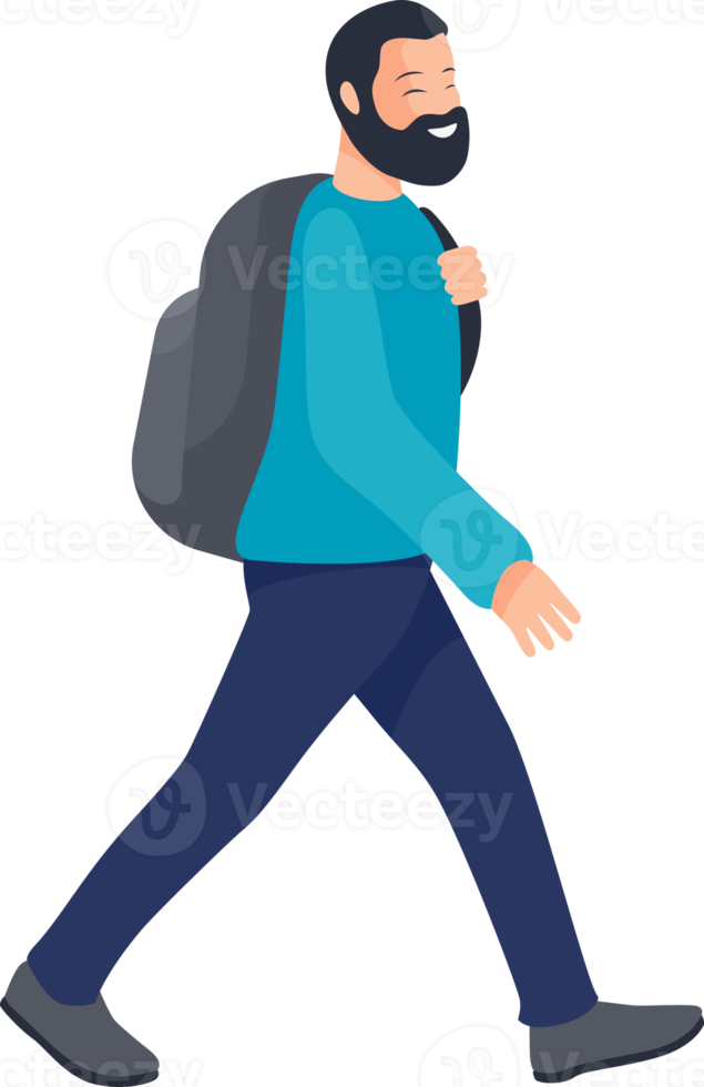 man walking with backpack bag png