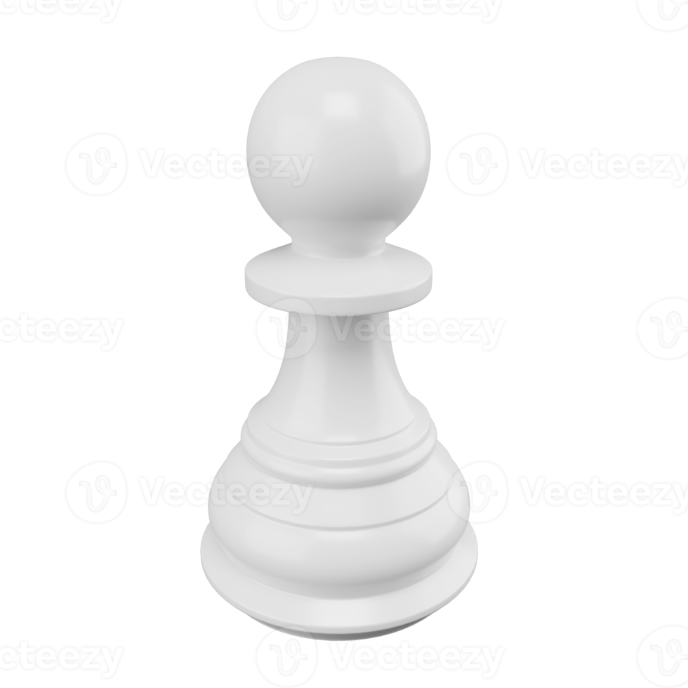 3D rendering white pawn isolated on transparent background. object clipping path on PNG file