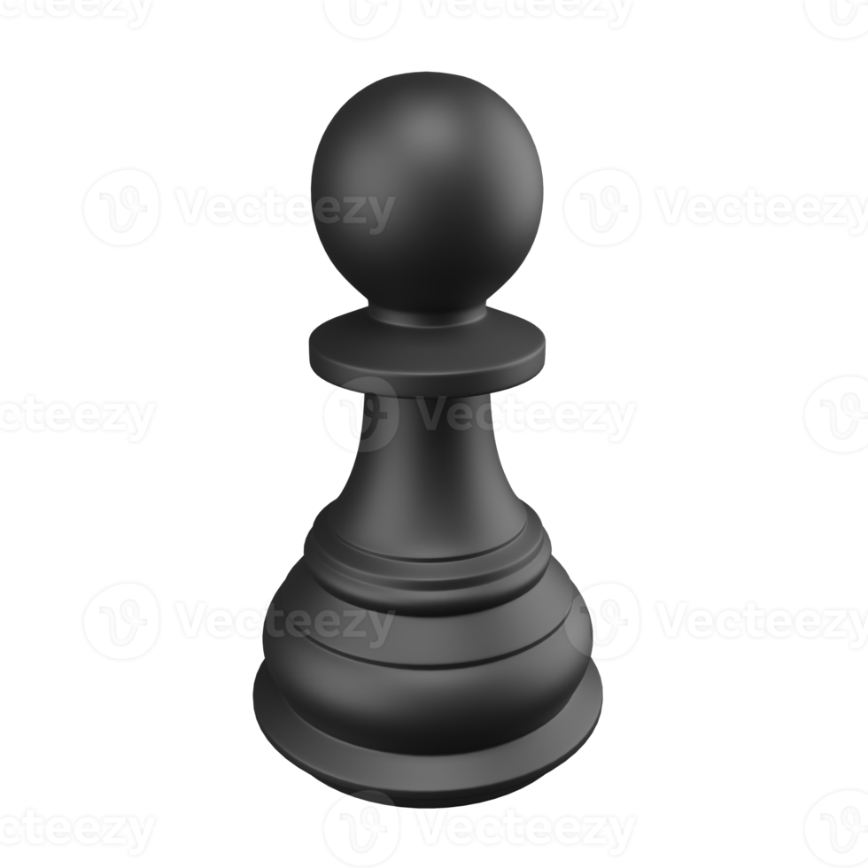 3D rendering black pawn isolated on transparent background. object clipping path on PNG file