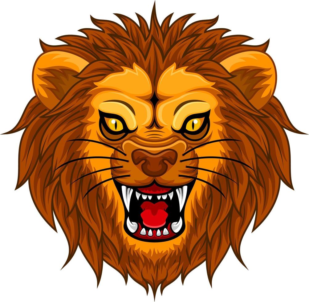 Angry lion face illustration mascot vector