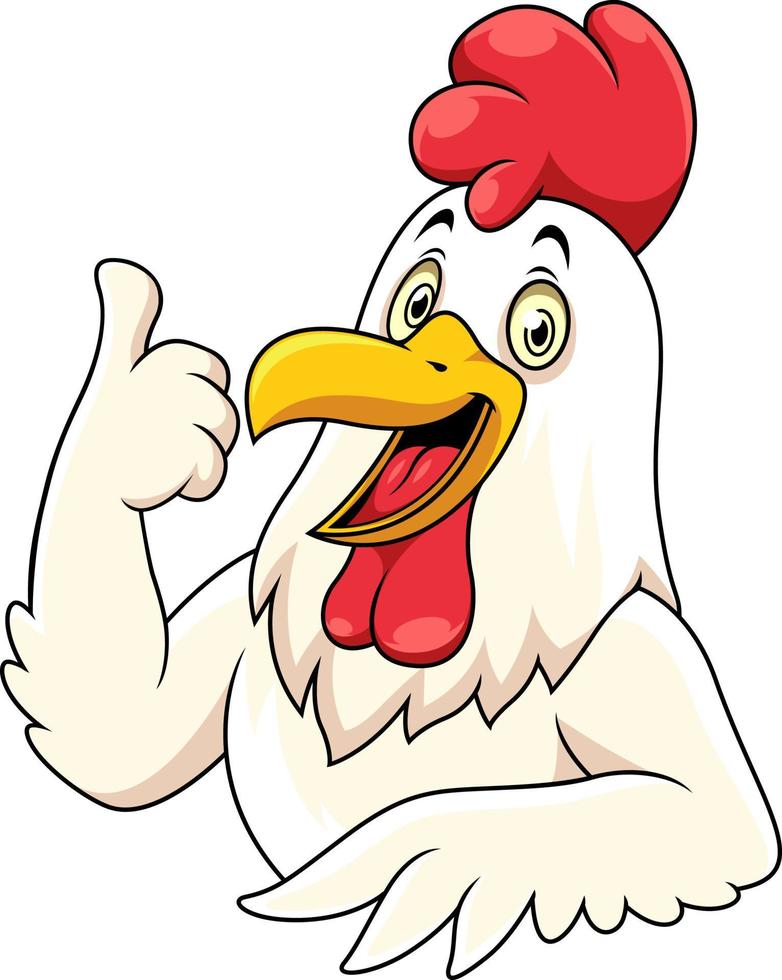 Cartoon happy rooster with showing thumbs up vector