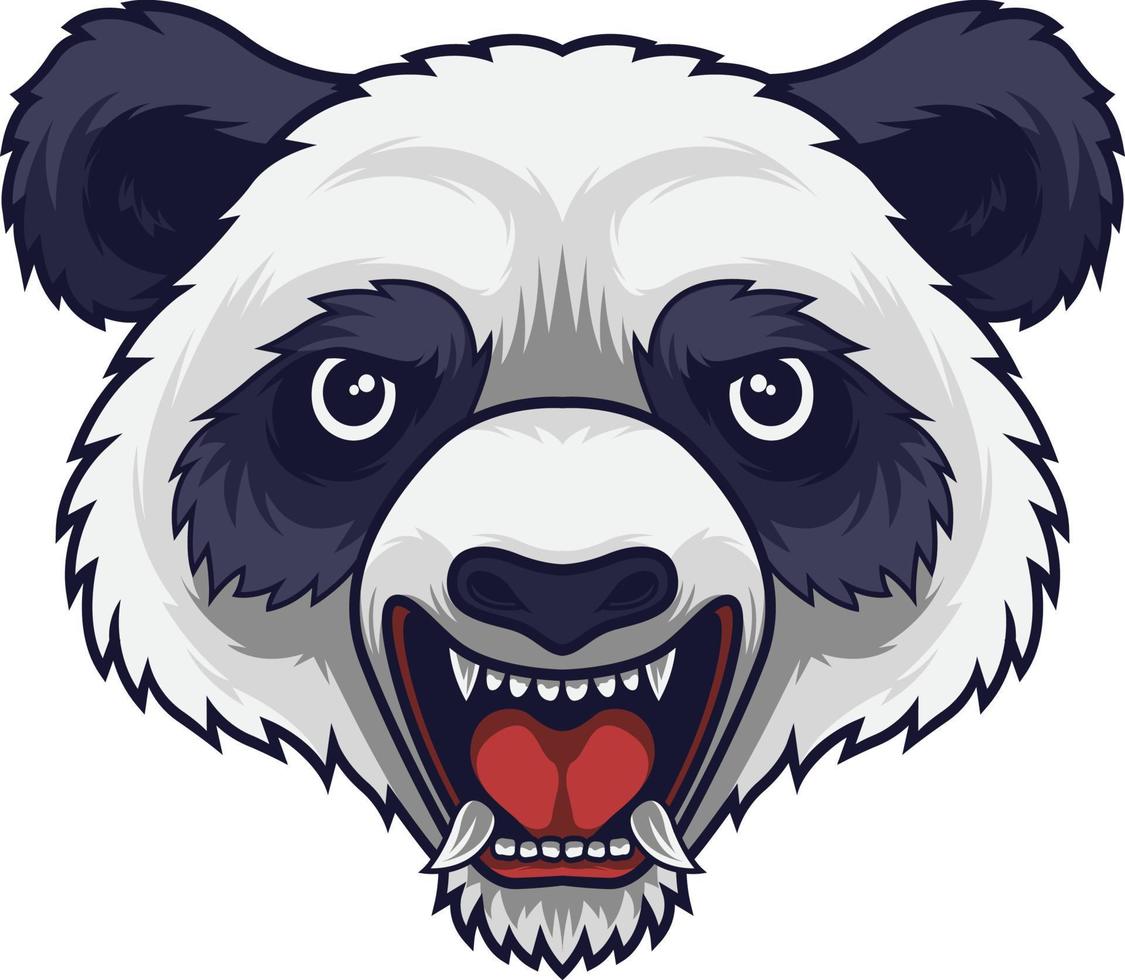 Angry panda head mascot vector