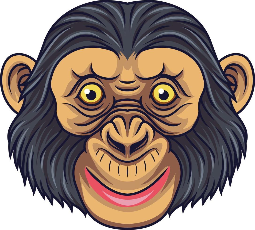 dibujos animados chimpancé cabeza mascota vector